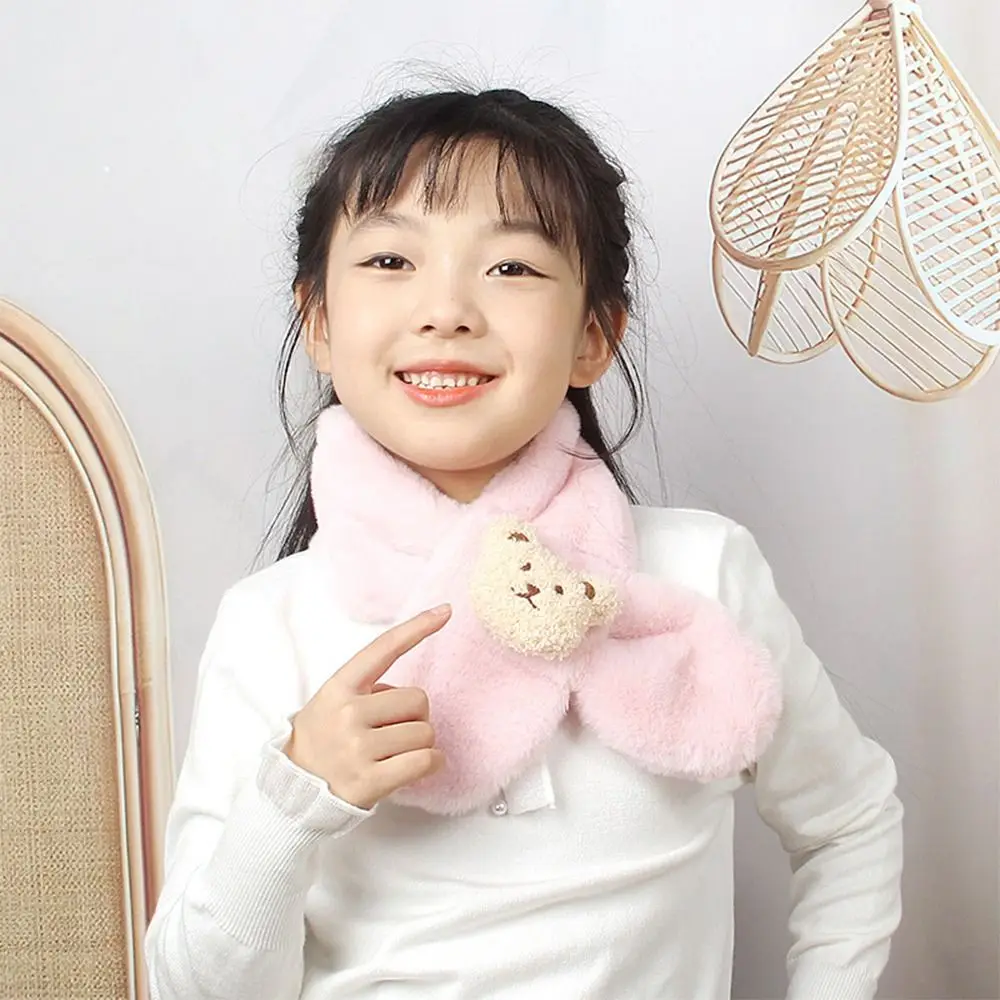 

Fashion Warm Winter Scarf Plush Thick Neck Warmer Cute Cartoon Bears Plush Scarf Toddler