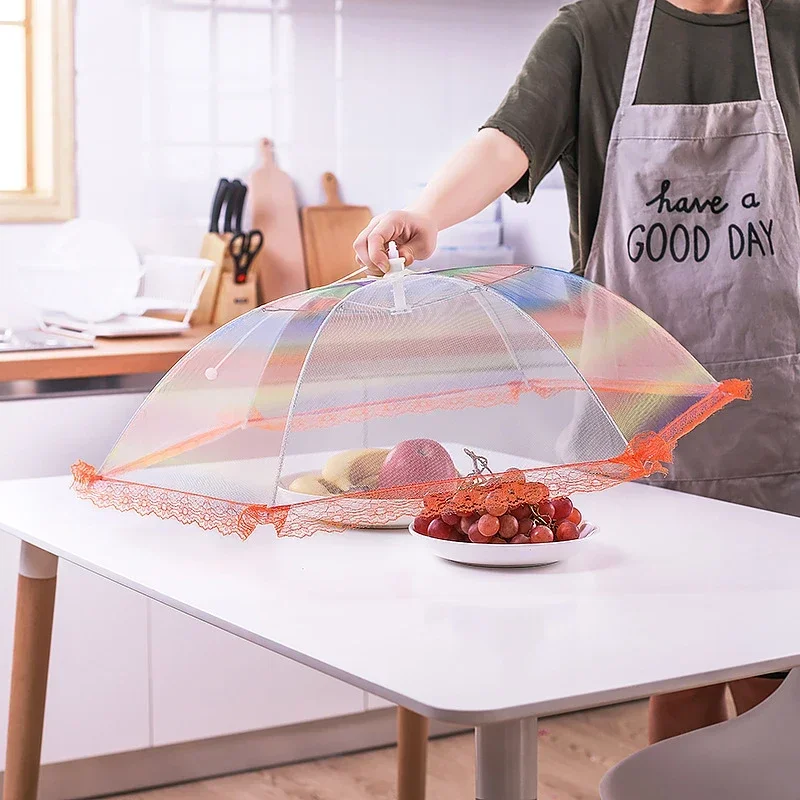 

Foldable Rainbow Meal Cover Kitchen Gadgets Lace Food Cover Dining Table Dustproof Insect-Proof Vegetable Cover Home Supplies