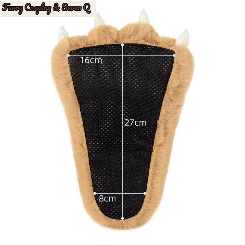 Furry Animal Claw Paw Slippers for Adults Unisex Cozy Plush Slippers Fun Costume House Footwear Novelty Bear Paw Slipper 4