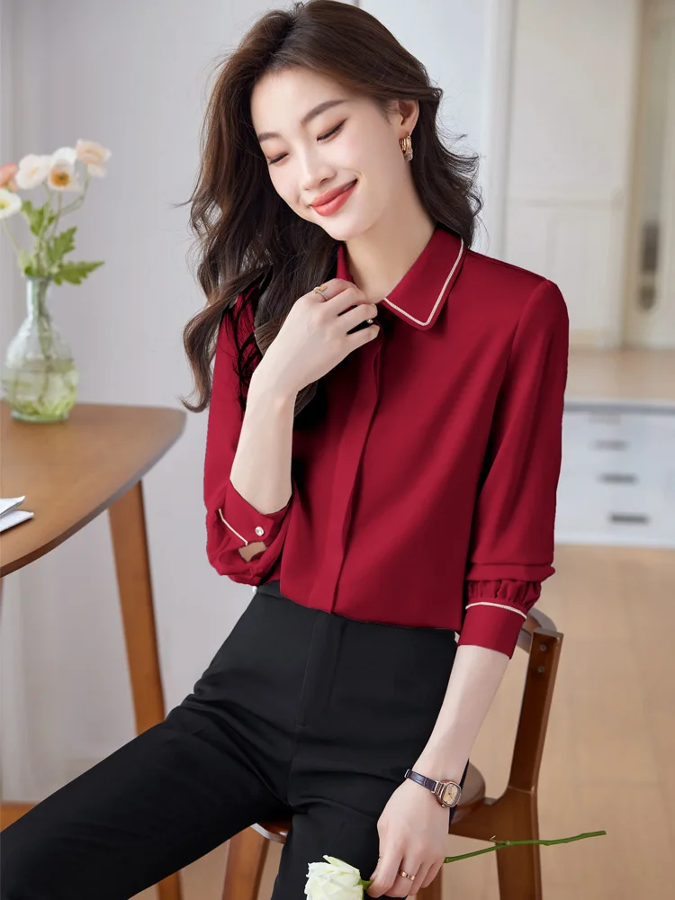 Camicette a maniche lunghe camicie autunno inverno formale OL Styles donna Camisas Blusas OL Styles Business Work Wear top Clothes