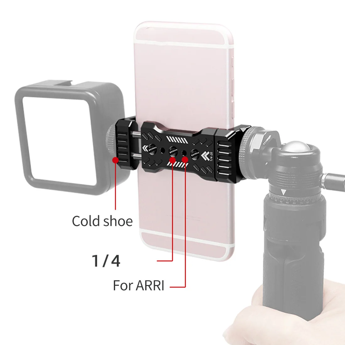FEICHAO penjepit telepon seluler sepeda, klip penjepit untuk kamera Gopro Cage Rig/dengan dudukan sepatu dingin 1/4 untuk Tripod braket telepon seluler