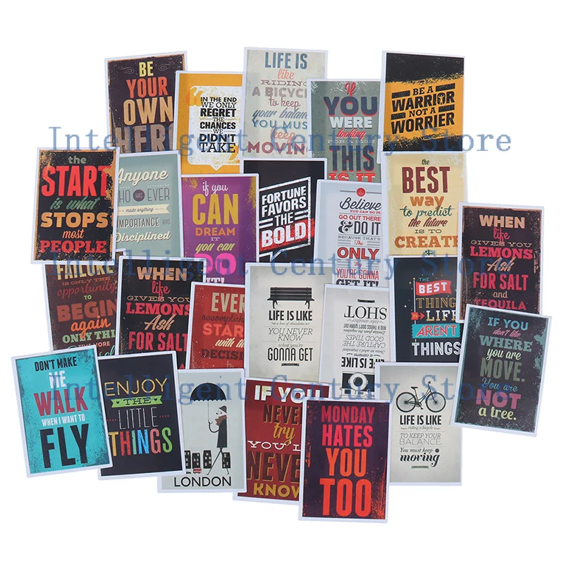 (HBA12)25Pcs Motivational Life Quotes Diary Stickers Skateboard Laptop Luggage Decals