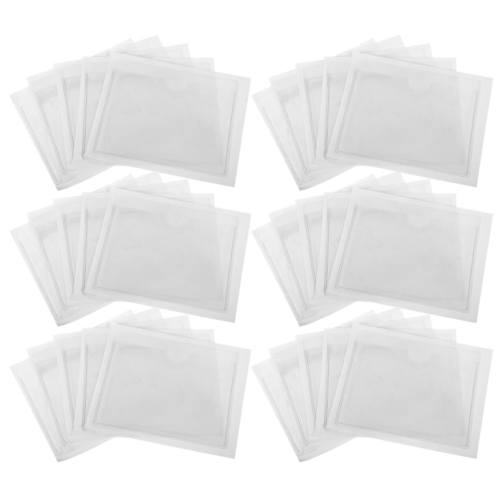 50pcs Clear PVC Adhesive Label Holders – Self-Stick Plastic Card Protectors for School & Warehouse Organization