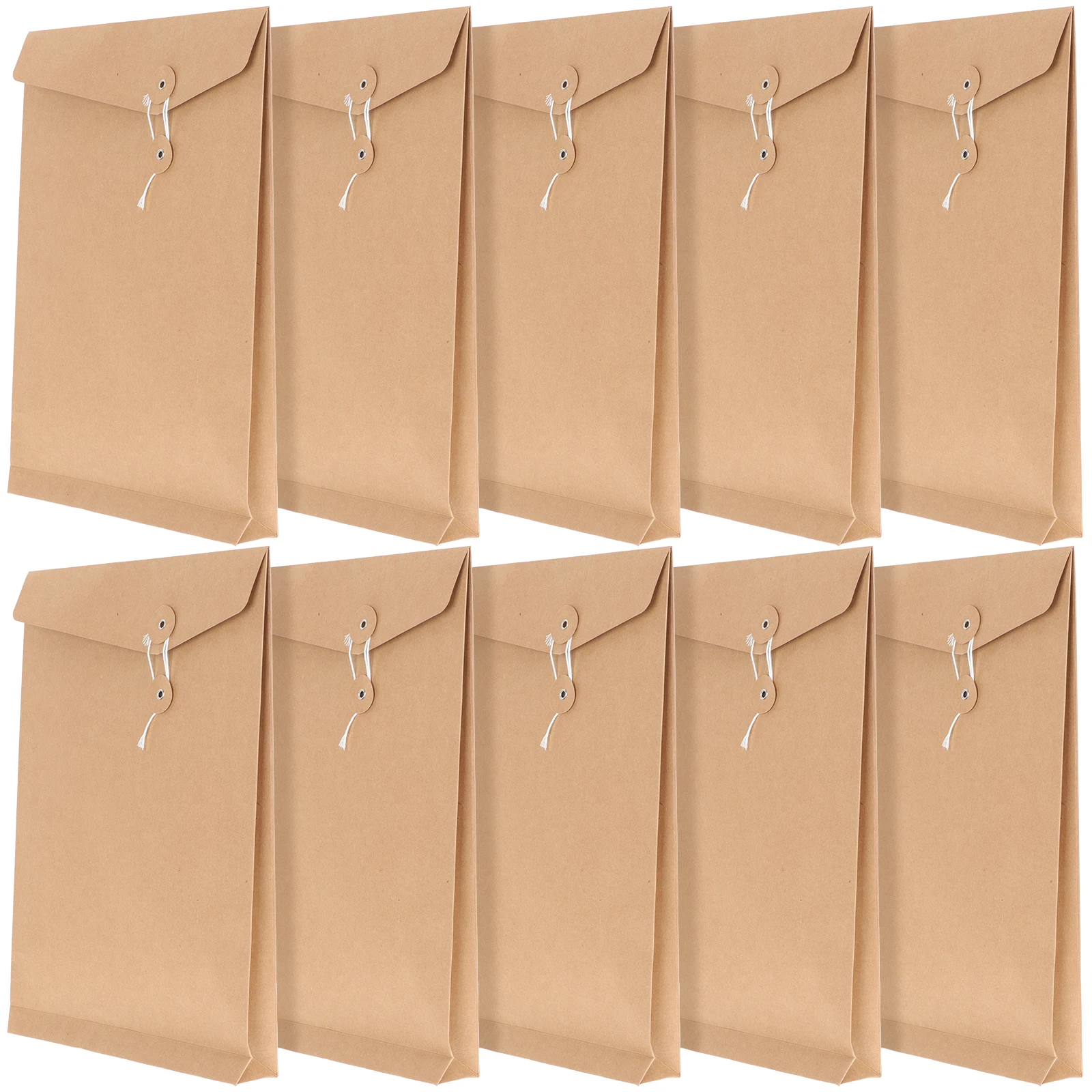 

10pcs Kraft Paper Bag A4 File Envelope String Tie Closure Document Folder Office Supplies Home School Business Use