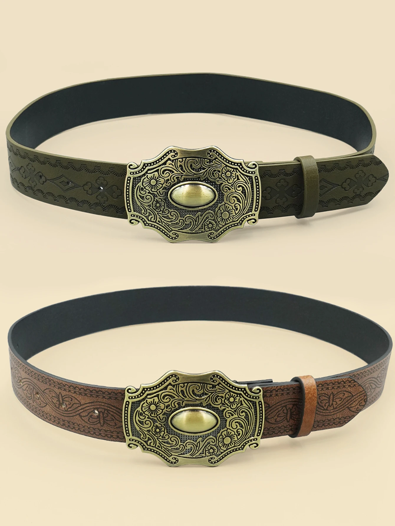 Damenmode-Gürtel im Vintage-Königlichen Stil mit Blumenmuster-Legierungsschnalle – perfekt für den täglichen Weg zur Arbeit und im Urlaub