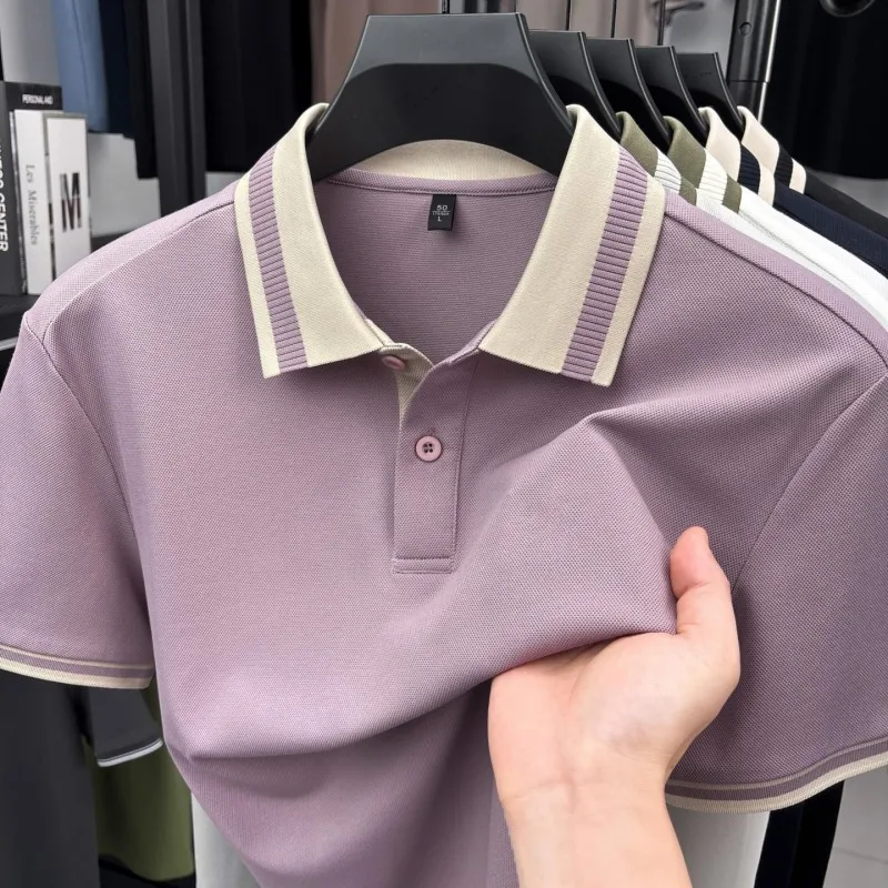 High quality men's short sleeve polo shirt luxurious new fashion business casual summer breathable lightweight comfort T-shirt