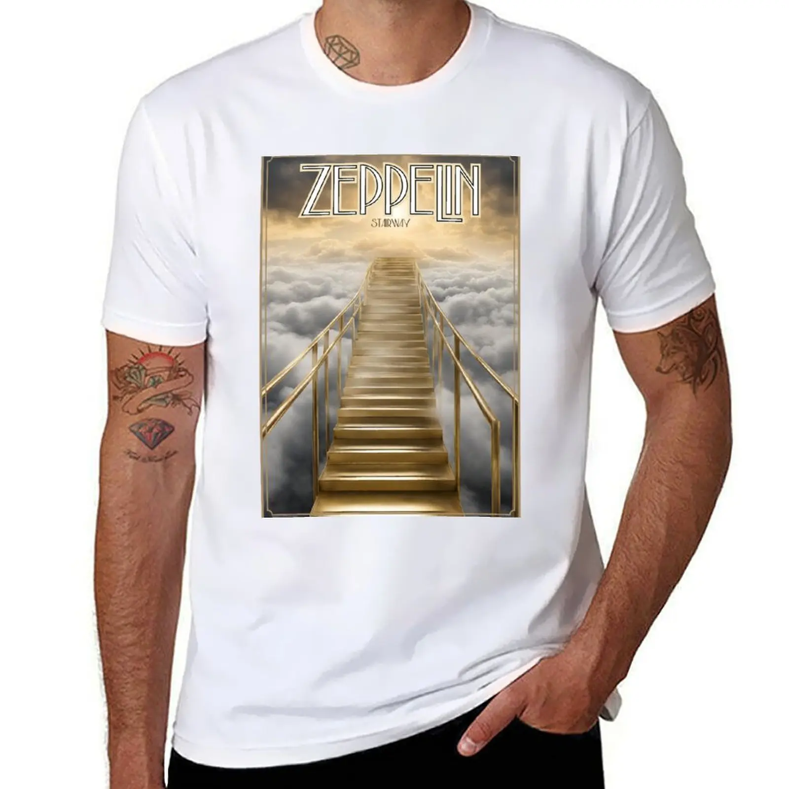 

Golden Stairway to Heaven T-Shirt All Match Basic Short Sleeve Top