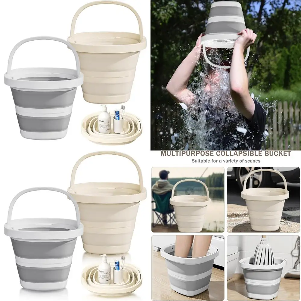 

Portable 10L Collapsible Buckets - Foldable Rectangular with Handles for RV, Camping, Car Wash, Fishing & Cleaning