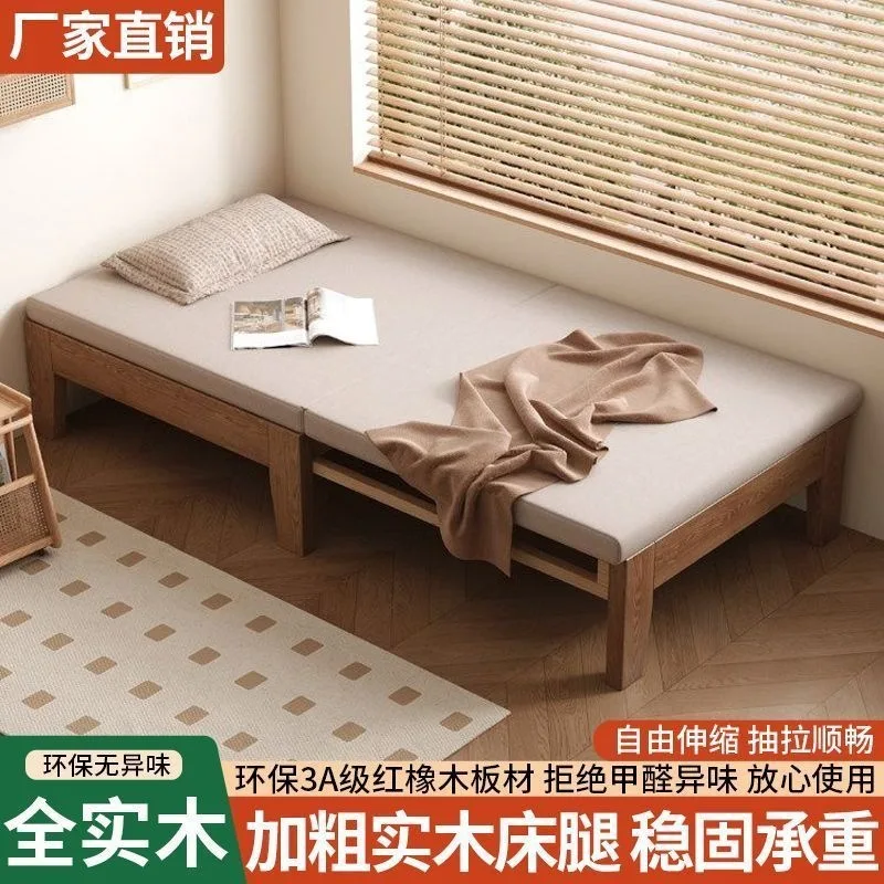 Solid wood folding sofa bed 2026 dual-purpose telescopic folding sitting and lying small apartment household living room