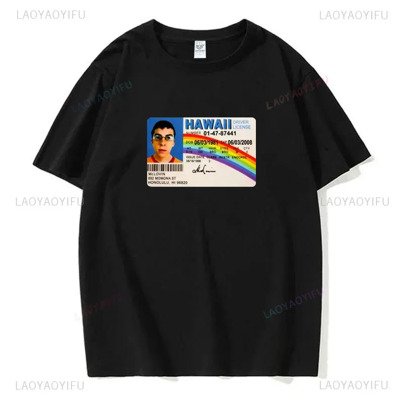 Funny Men Clothing Mclovin Id Card Superbad Geek T Shirt Summer Cotton Fashion Humor Graphic Tshirts Casual Streetwear Tops