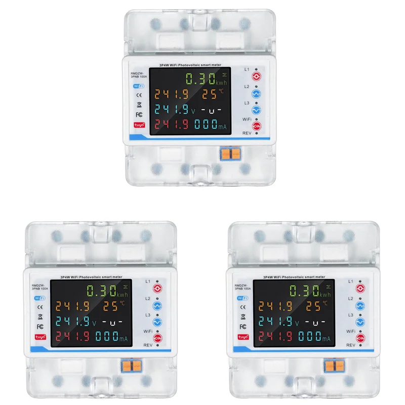 

3X Tuya Wifi Intelligent Circuit Breaker Automatic Reclosure Protector 3P4W Power Meter Three Phase Reclosure Switch-Y47A