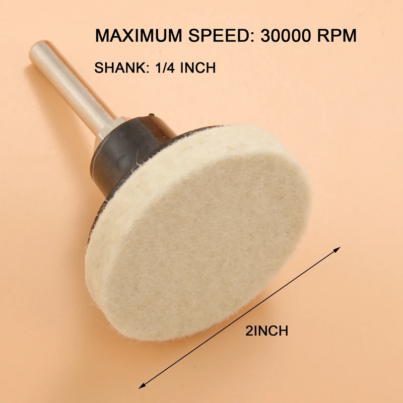20Pcs 2 Inch Compressed Artificial Wool Fabric Qc Disc Polishing Buffing Pads Wheels With 1Pcs 2 Inch Disc Pad Holder With 1/4In