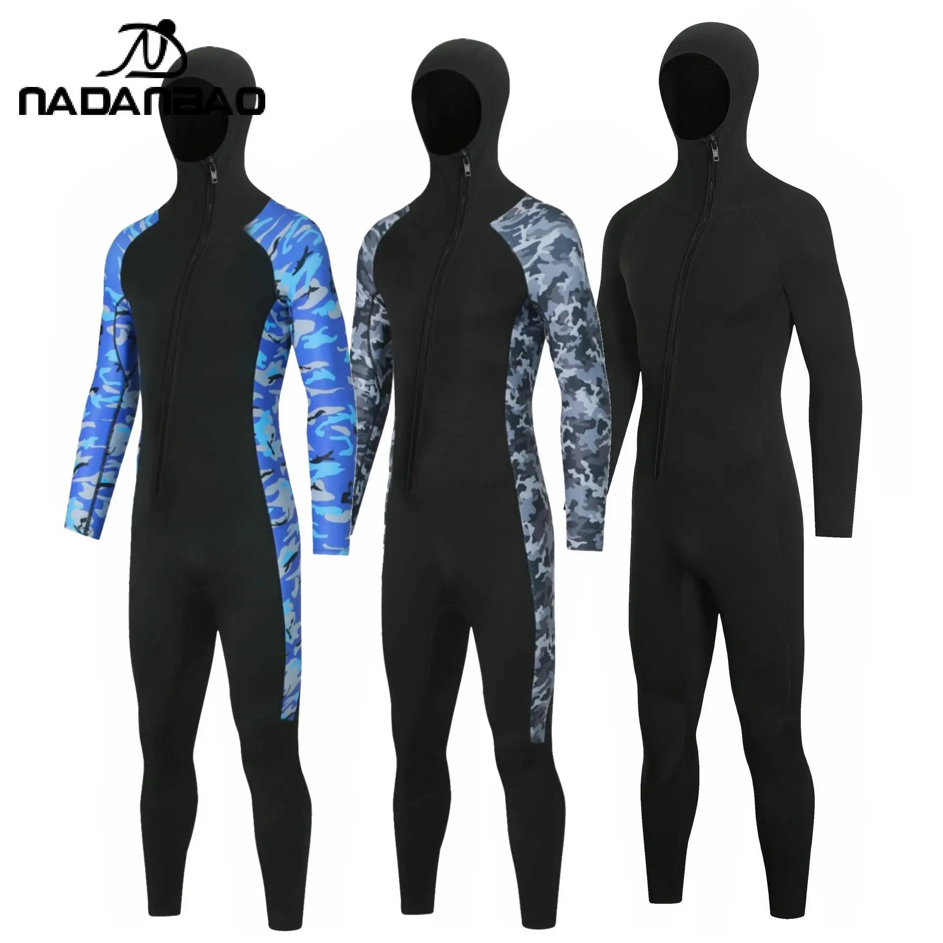 Nadanbao One Piece Wetsuit Swimsuit Men Fashion Warm Swimming Surfing Beachwear Sun Protection Swimwear Snorkeling Paddle Board