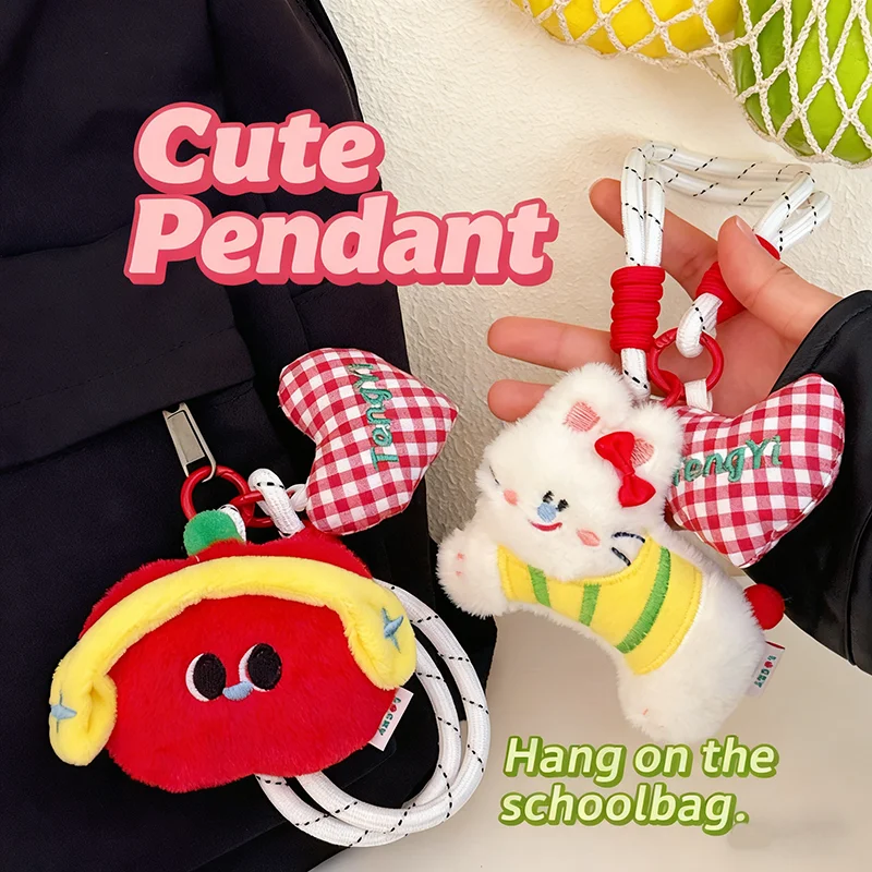 Korean Apple Puppy Creative Cute Cartoon Doll Pendant Sweet Backpack Multi Functional Hanging Rope Pendant Keychain