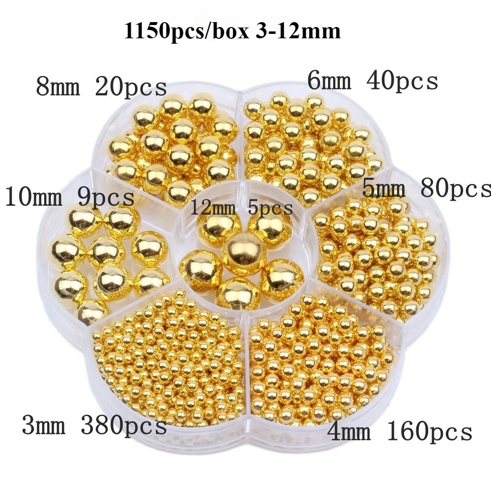 

1150pcs/box 3-12mm Mix Size Acrylic Beads Pearl Round Beads For Making Jewelry Bracelet Necklace Diy Sewing
