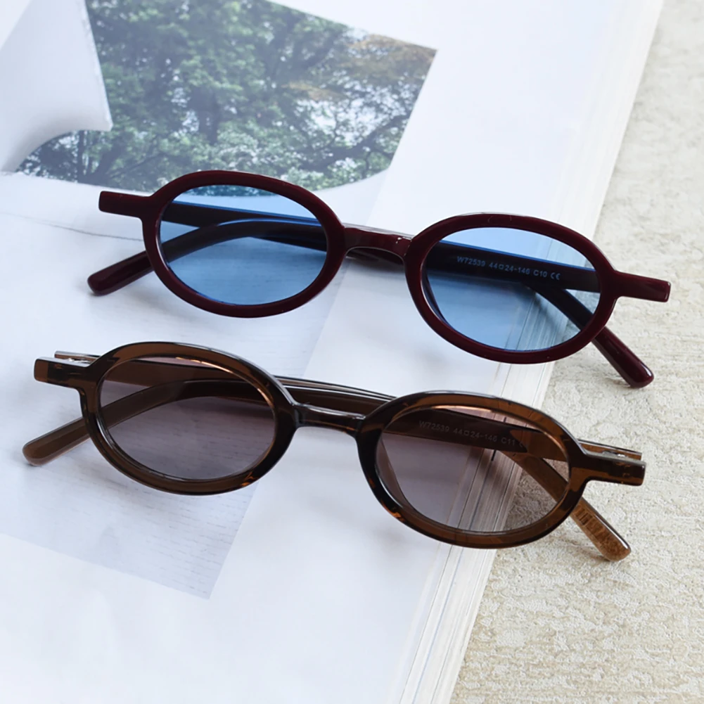Peekaboo Small Oval Sunglasses Retro Women TR90 Korean Style Polarized Sun Glasses for Men Ultralight Uv400 Brown Green Unisex