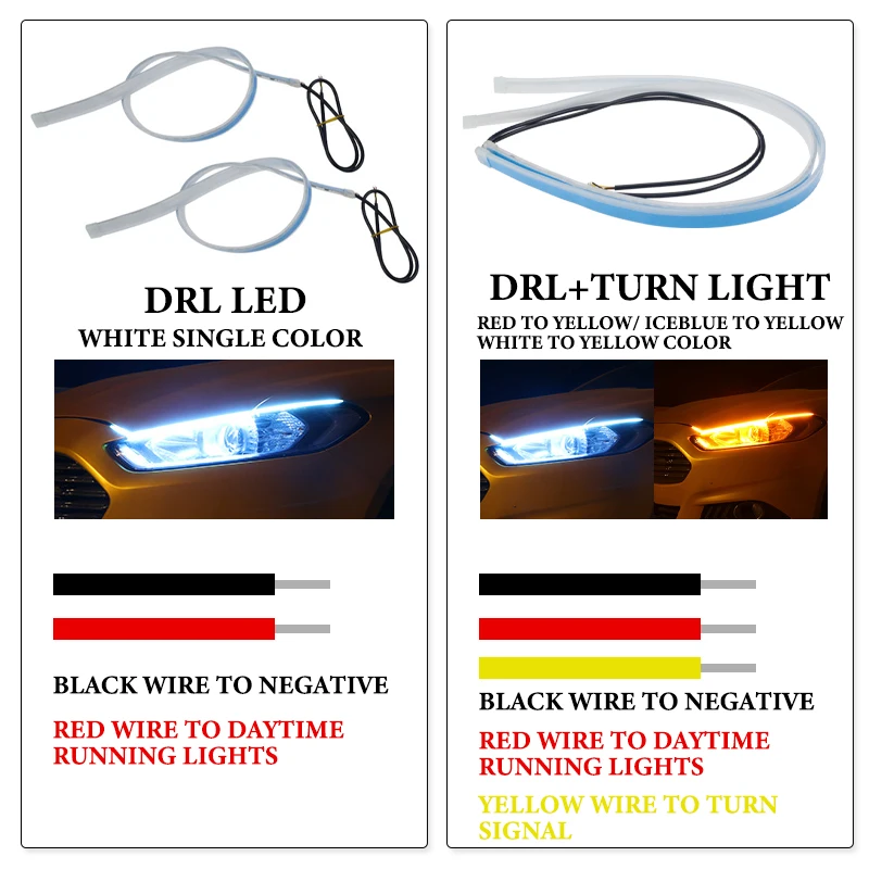 2PCS Led DRL Daytime Running Lights Turn Signal DRL Led Strip Car Light Accessories Brake Side Lights Headlights For Auto LEDDRL