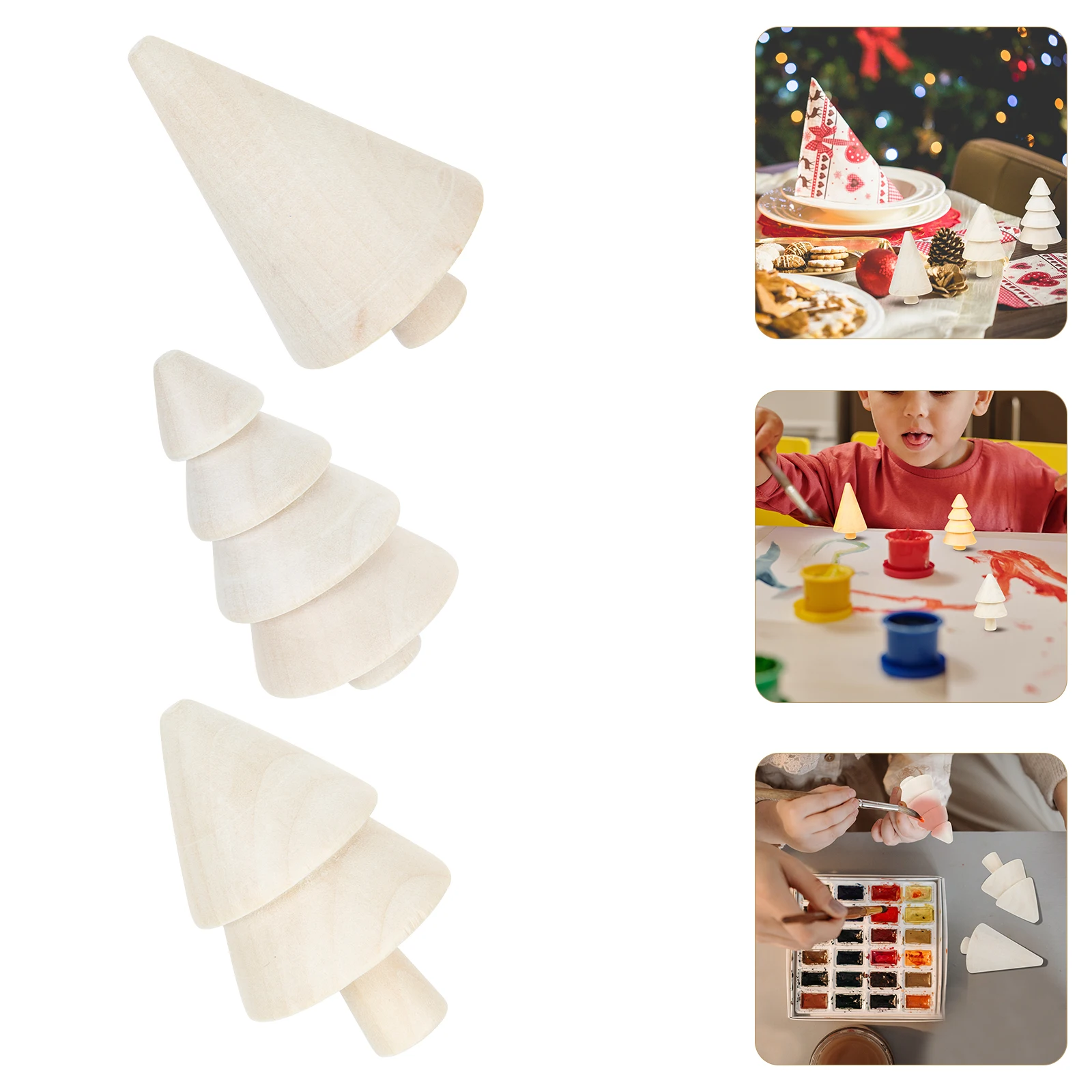 

9Pcs Unfinished Wood Christmas Trees DIY Decor Craft Set Eco Friendly Wooden Ornaments for Children Handmade Art Projects Xmas