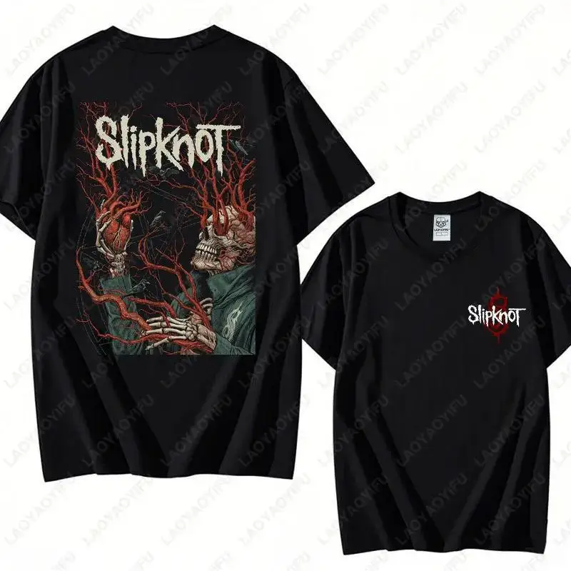 Men's Slipknots Double Sided Print Short-sleeve Tops Prepare for Hell Tour Shirt Heavy Metal Cotton Tees Man Rock Band T-shirt
