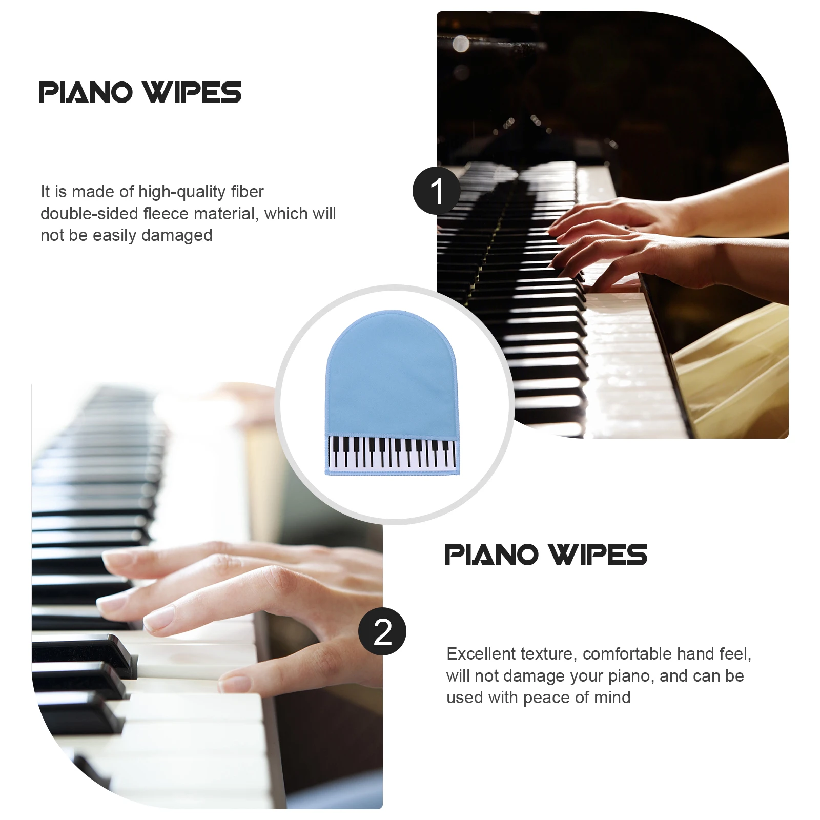 

Piano Wipes Cleaning Gadget Instrument Supply Cloth Glove Fiber Double-sided Fleece Useful