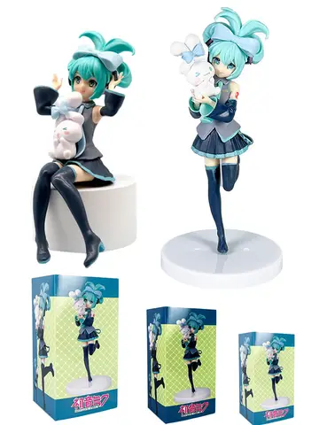 Anime Hatsune Miku Cos Raccoon Demon Cat Ears Cinnamoroll Kawaii Miku Girl Anime Figure PVC Collection Model Doll Toy