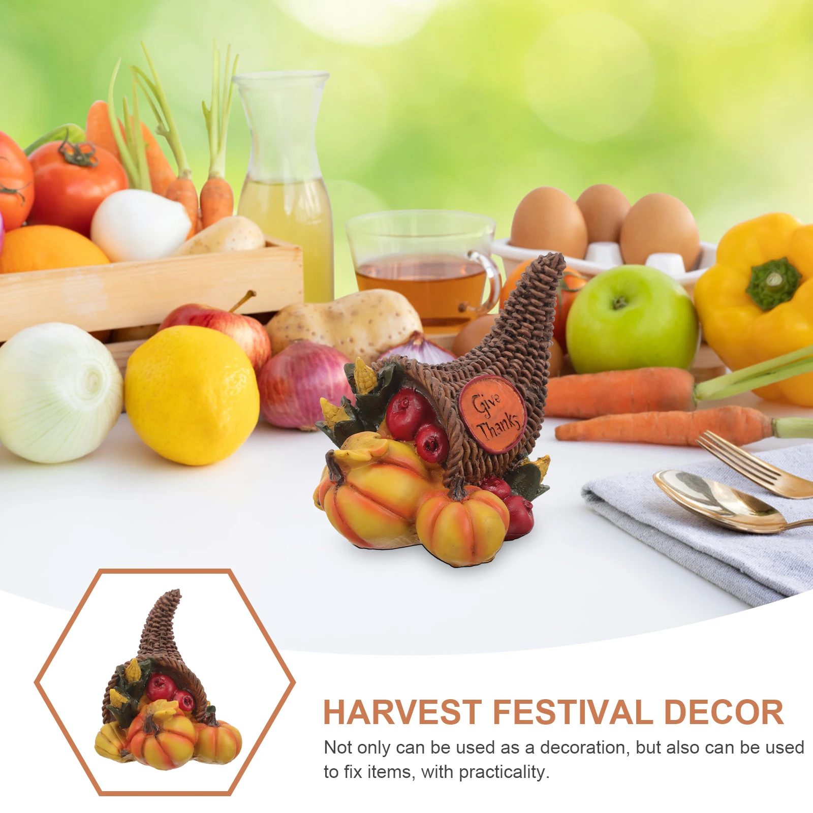 

Harvest Decoration Prop Resin Pumpkin in Basket for Thanksgiving Home Decor Desktop Ornament Fall Photo Shoot Accessories