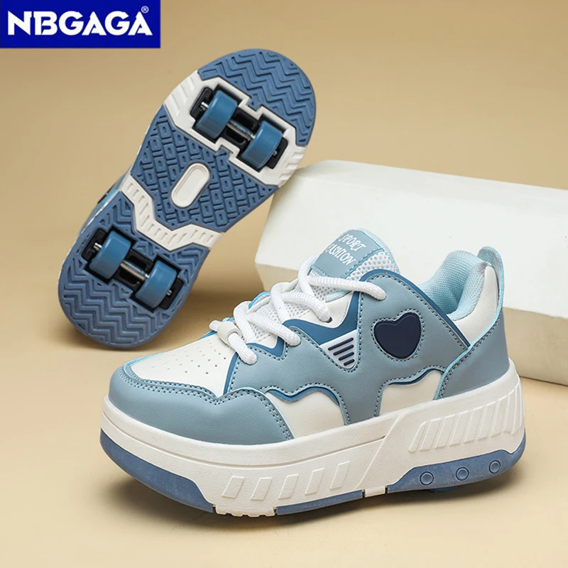 Chaussures de patins à roulettes à 4 roues avec roues détachables, baskets pour enfants, chaussures de Sport de plein air décontractées, cadeaux pour filles et garçons