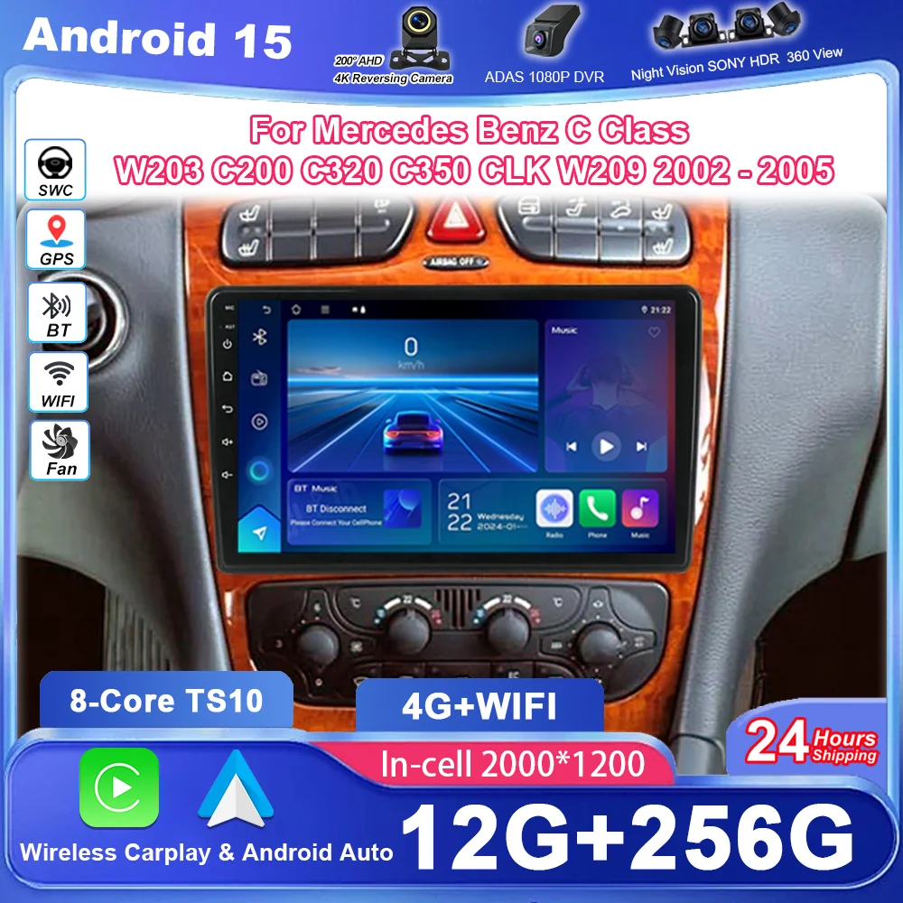 

Android For Mercedes Benz C Class W203 C200 C320 C350 CLK W209 2002 - 2005 Car Stereo Multimedia video Player Carplay Radio Wifi