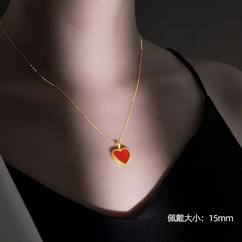 Fine Jewelry Real 18k Gold Necklace Pendant Pure Au750 Love Design Gift for Women d673