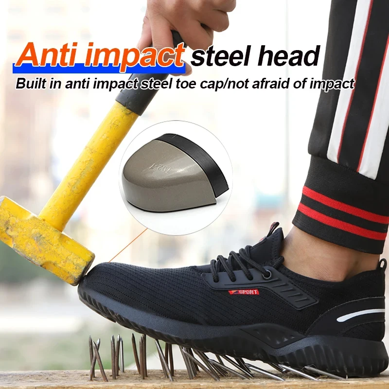 Safety Shoes MEN\'S Headgear Steel Anti-crushing MEN\'S Work Shoes Tennis Light Polishing Test Indestructible Shoes Dropshipping