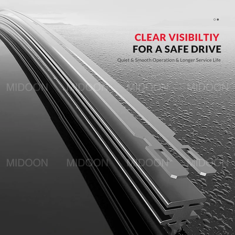 MIDOON Hybrid Wiper Blade for Toyota Corolla Camry KIA Sportage Nissan Qashqai J10 J11 Windscreen wipers Fit Hook Arms Only