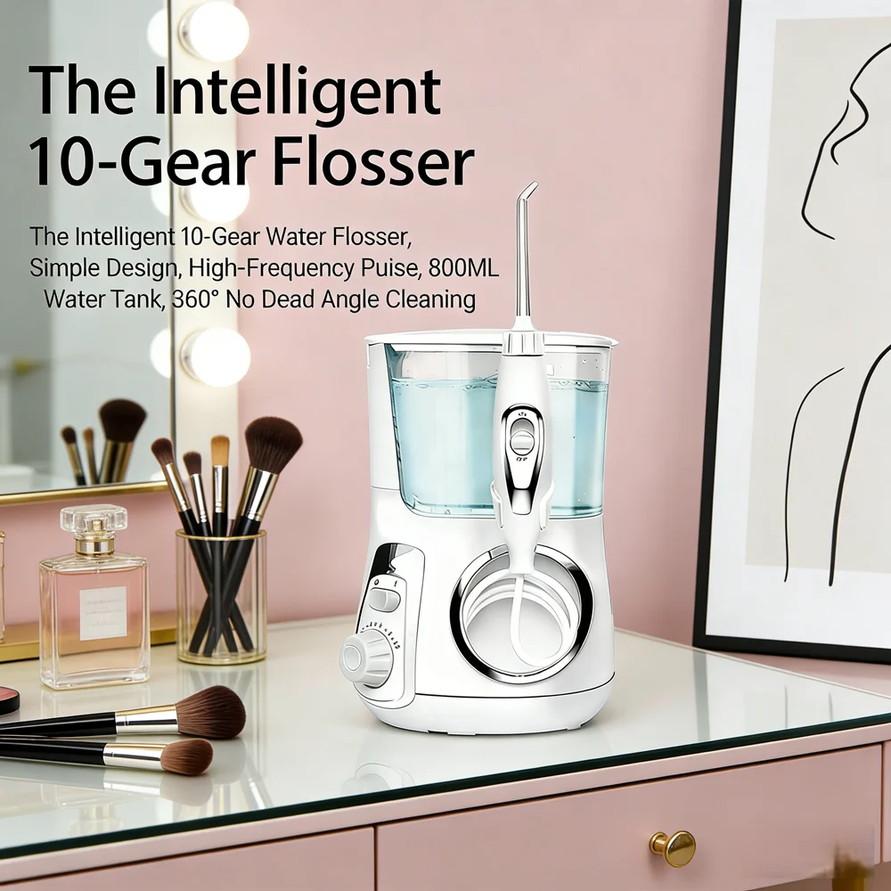 

Электрический ирригатор для полости рта, 10 режимов, 5 насадок, 800 мл, настольный, для домашнего ухода за зубами, против кариеса