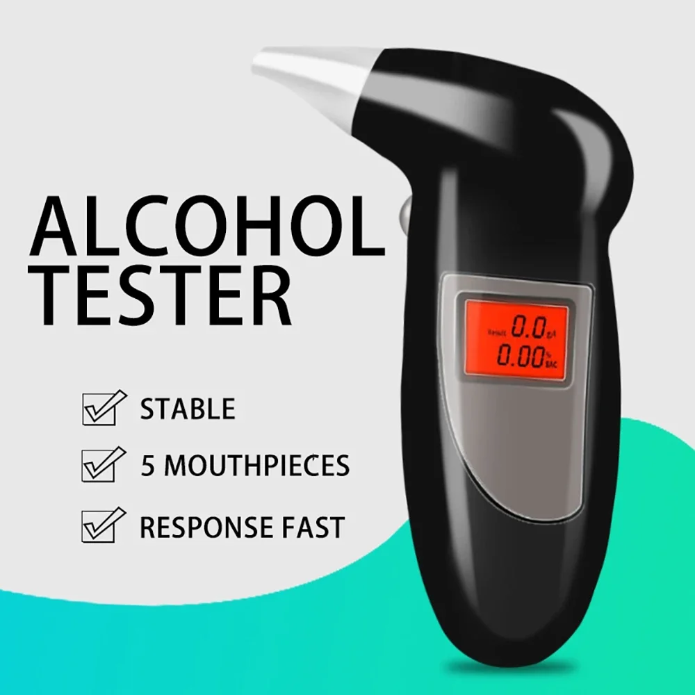 Alcohol Tester Drunk Driving Tester Portable Digital Display Measuring Instrument Air Blowing Measuring Instrument Car Home  Use