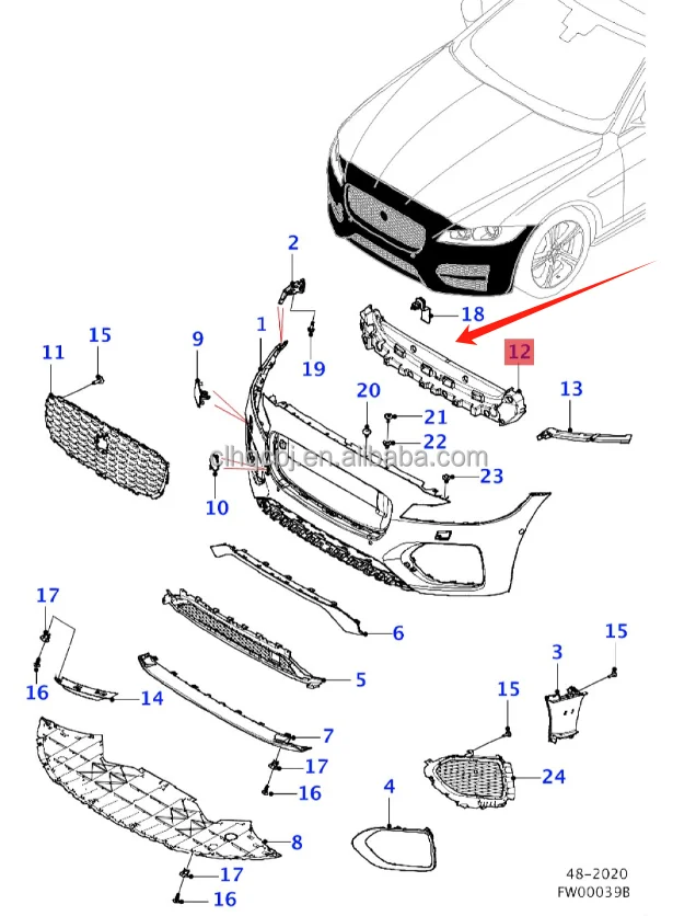 For Jaguar XFL2021- Front bumper insert foam T2H45343 bracket