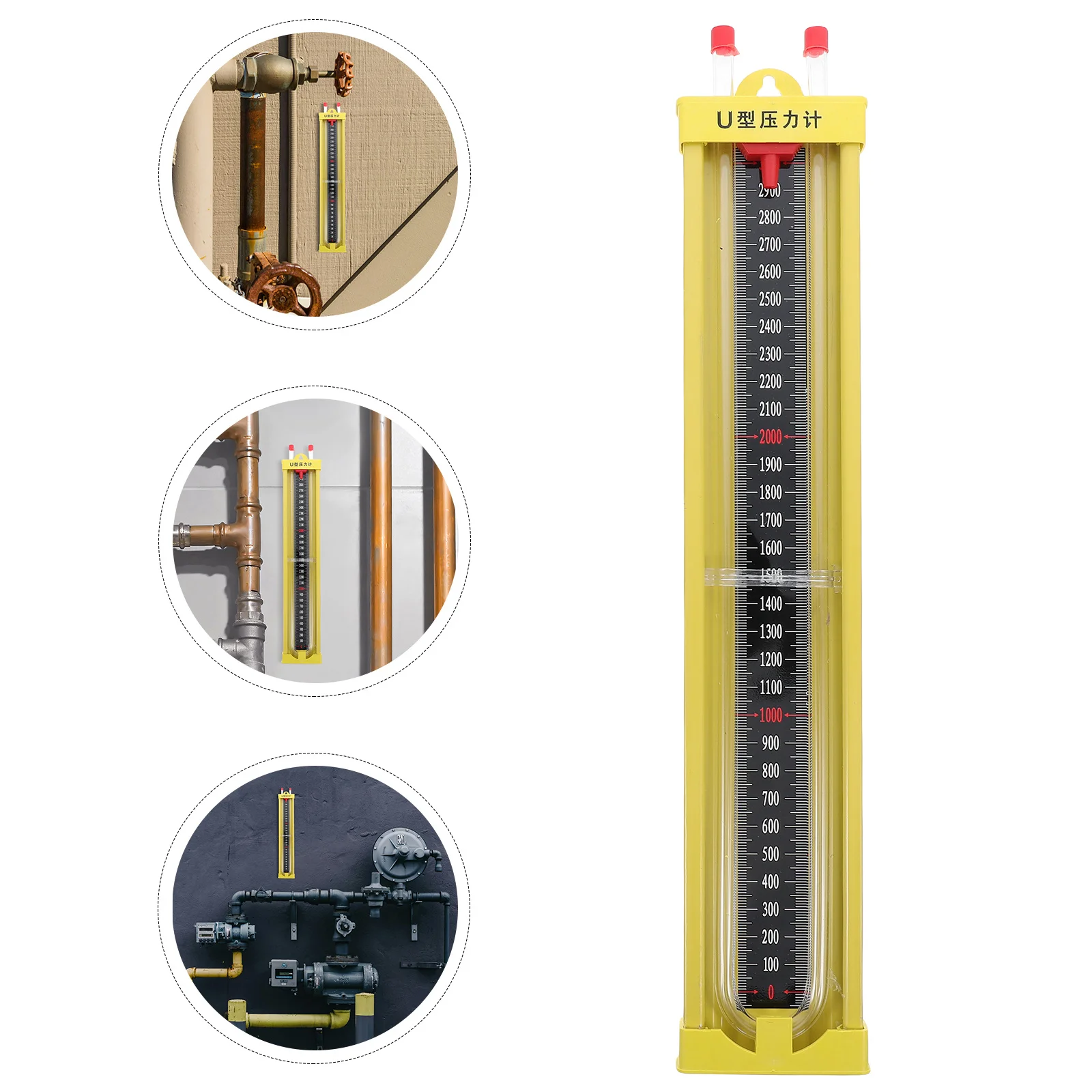 

Pressure Gauge 0-3000Pa U-Shaped High Precision Differential Manometer For Water Well Tank Natural Gas Pipeline Oil