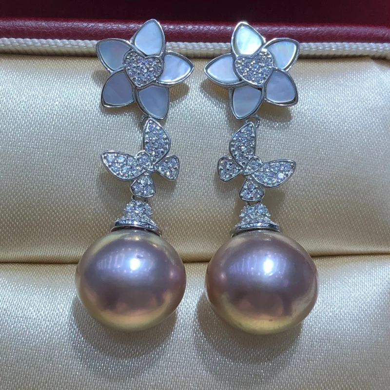 S925 Sterling Silver Earrings Mount Findings Settings Base Mounting Parts Accessory Fittings for 10-15mm Pearls