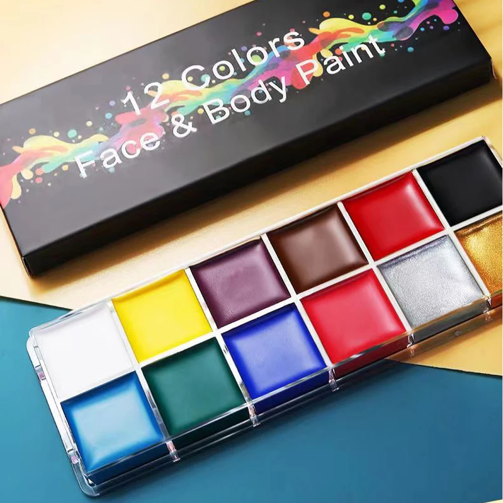 12 colori pittura a olio viso corpo vernice ad alta pigmentazione per la festa di bellezza Halloween sicuro Flash tatuaggio pittura arte cosmetici