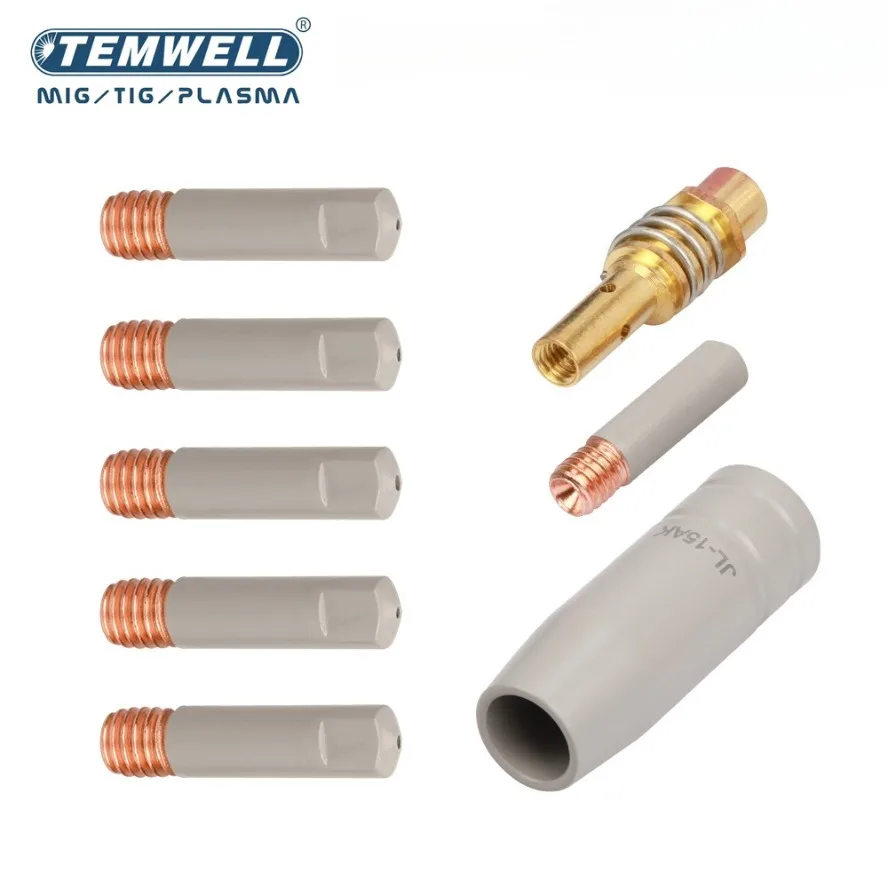 

TEMWELL 8pc 15AK Coating Protection Nozzle Non-Stick Welding Slag European Airless Gas Protection Gun Mig Welding Gun Accessory