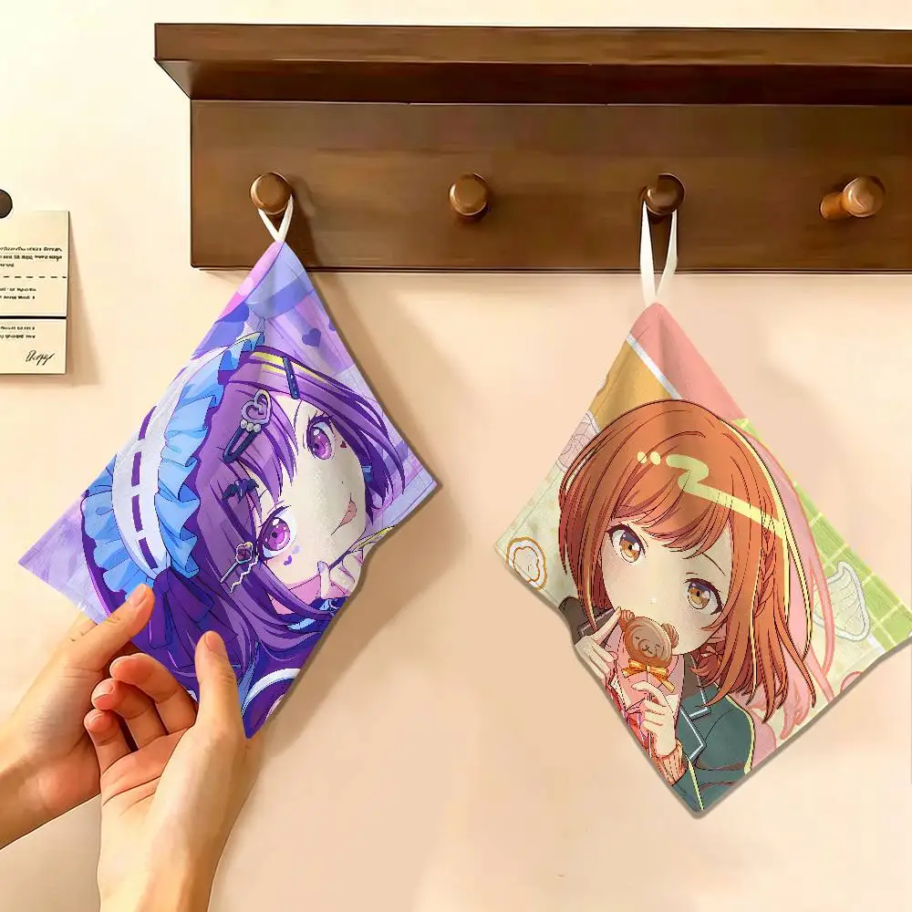 

Kawaii Cartoon Shinonome Ena Polyester Cotton Hand Wiping Towel, Hanging Design, Durable for Household Restaurant Toilet Use