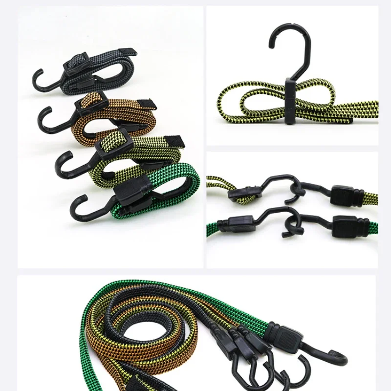 Motorcycle Cargo Strapping Latex Luggage Rope Elastic Straps with Hooks Elastic Tie Bundle Rope Flat Rope