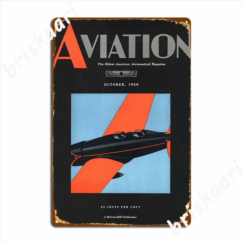 Oct 1930 Aviation Week Art Deco Mag Cover Art Metal Plaque Poster Classic Bar Cave Club Party Plaques Tin Sign Posters