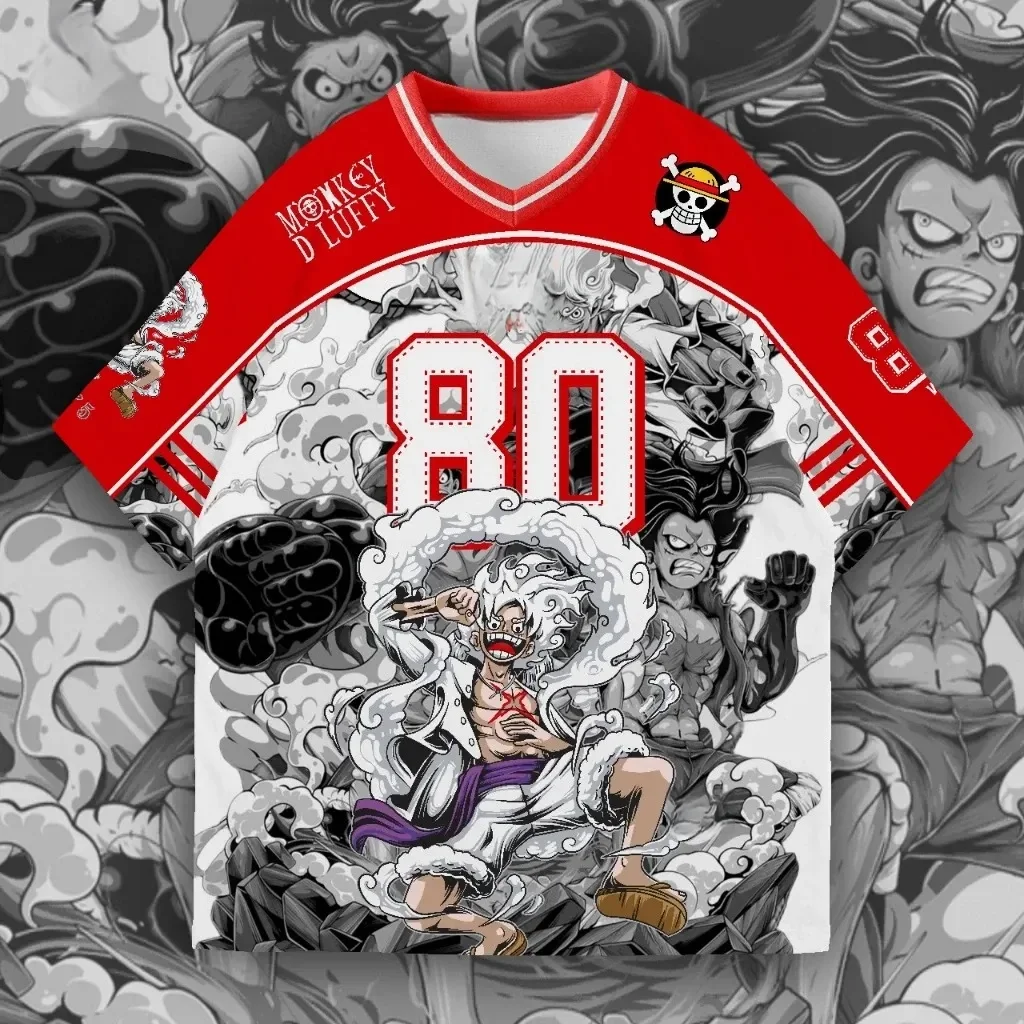 Ein Muss für Fans von One Piece, für Erwachsene und Kinder! Luffy/Nika Design, amerikanisches Retro-T-Shirt mit 3D-Druck, lockere Passform, Shorts, Friends