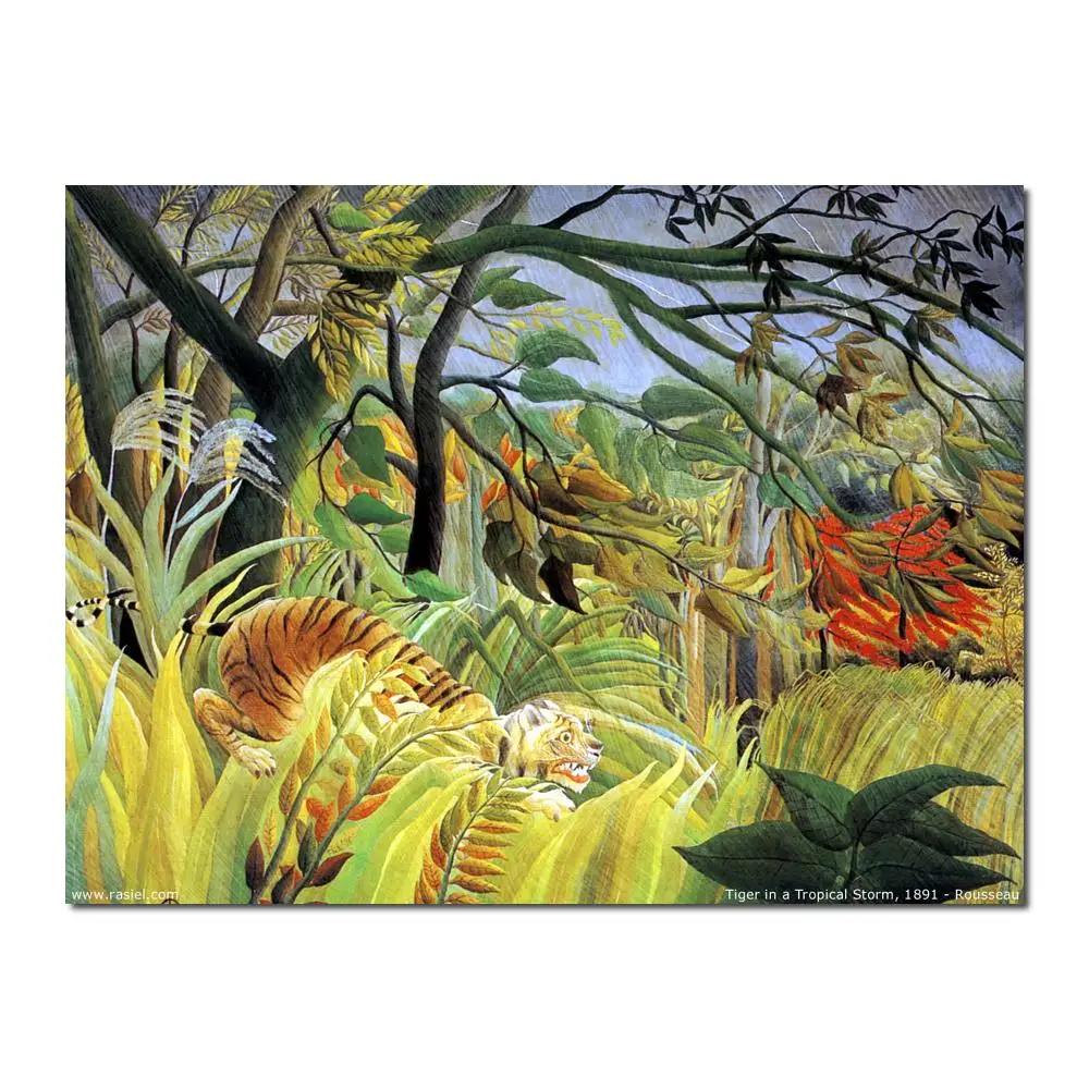 

Tiger in a Tropical Storm (Surprised) Henri Rousseau reproduction art High quality Handpainted