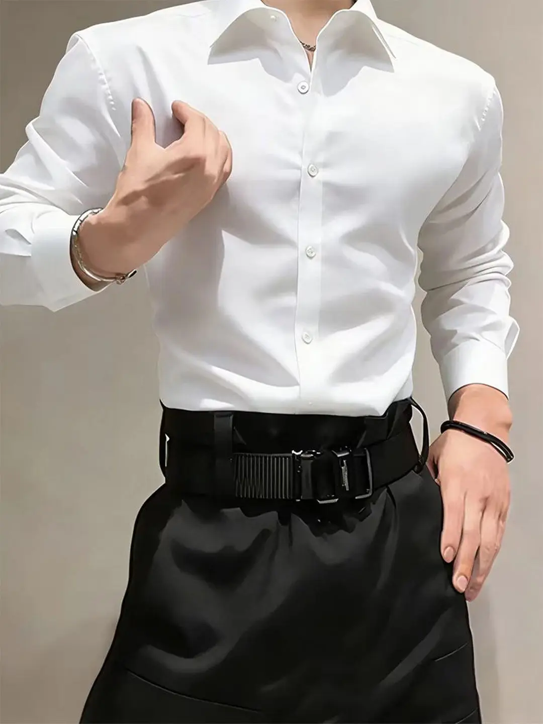 British Style Handsome Slim Fit Long Sleeve Shirt Men's Fashion Casual Business Commute Iron Free Button up Inner Shirt Trendy