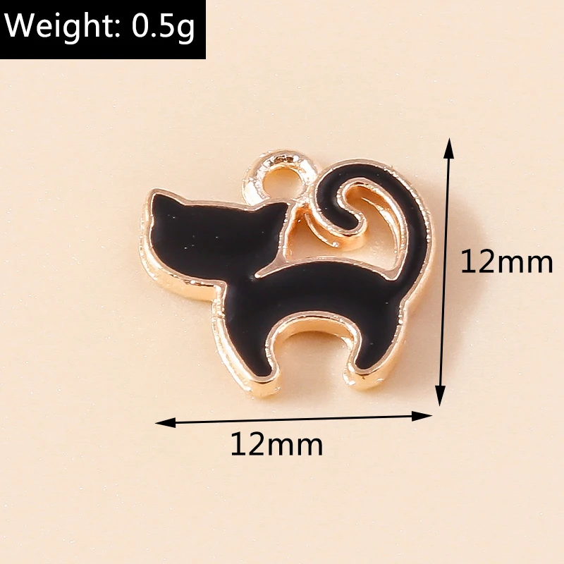 20 Stück 12x12mm Cartoon-Emaille-Tieranhänger Katzen-Charms für Schmuckherstellung, Ohrringe, Halsketten, Armbänder, DIY-Bastelbedarf – Detail 1