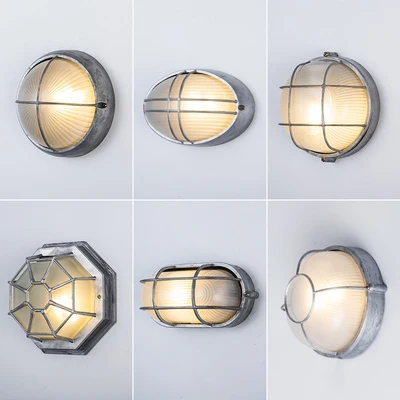 Vintage Industrial IP65 Waterproof Aluminium Box Wall Lights Outdoor Wall Lamps E27 LED With Frosted Glass Shade Courtyard Lamp