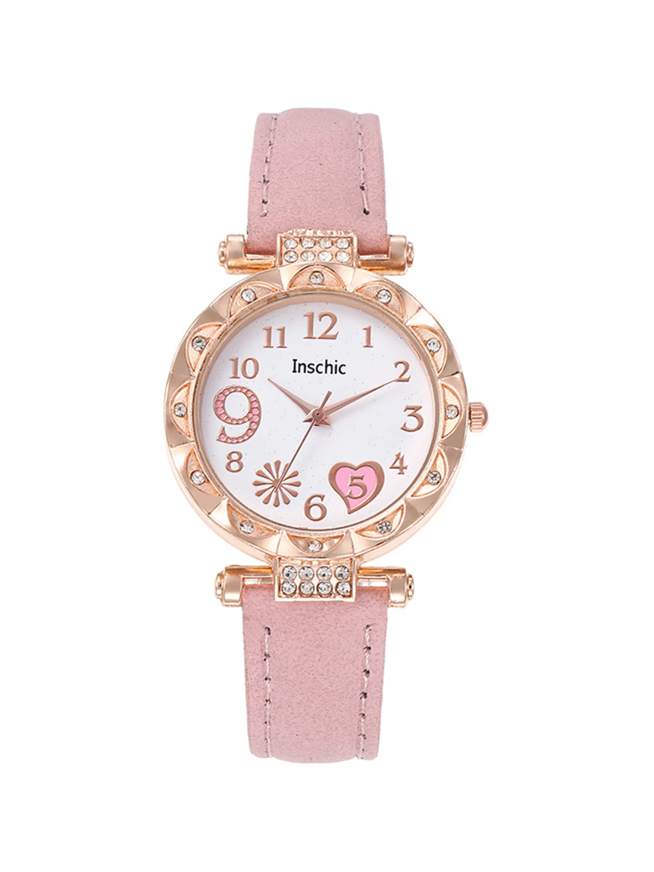 ساعة كوارتز عصرية وأنيقة مرصعة بالألماس بحزام جلدي للسيدات، مناسبة للارتداء اليومي، هدية في الاحتفالات
