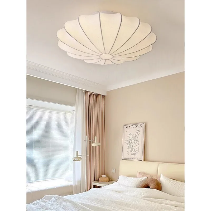 

Nordic Silk E27 Led Ceiling Lamp Modern Minimalism White Dining Table Light Home Decoration Indoor Ceiling Lamps Lustre Fixtures