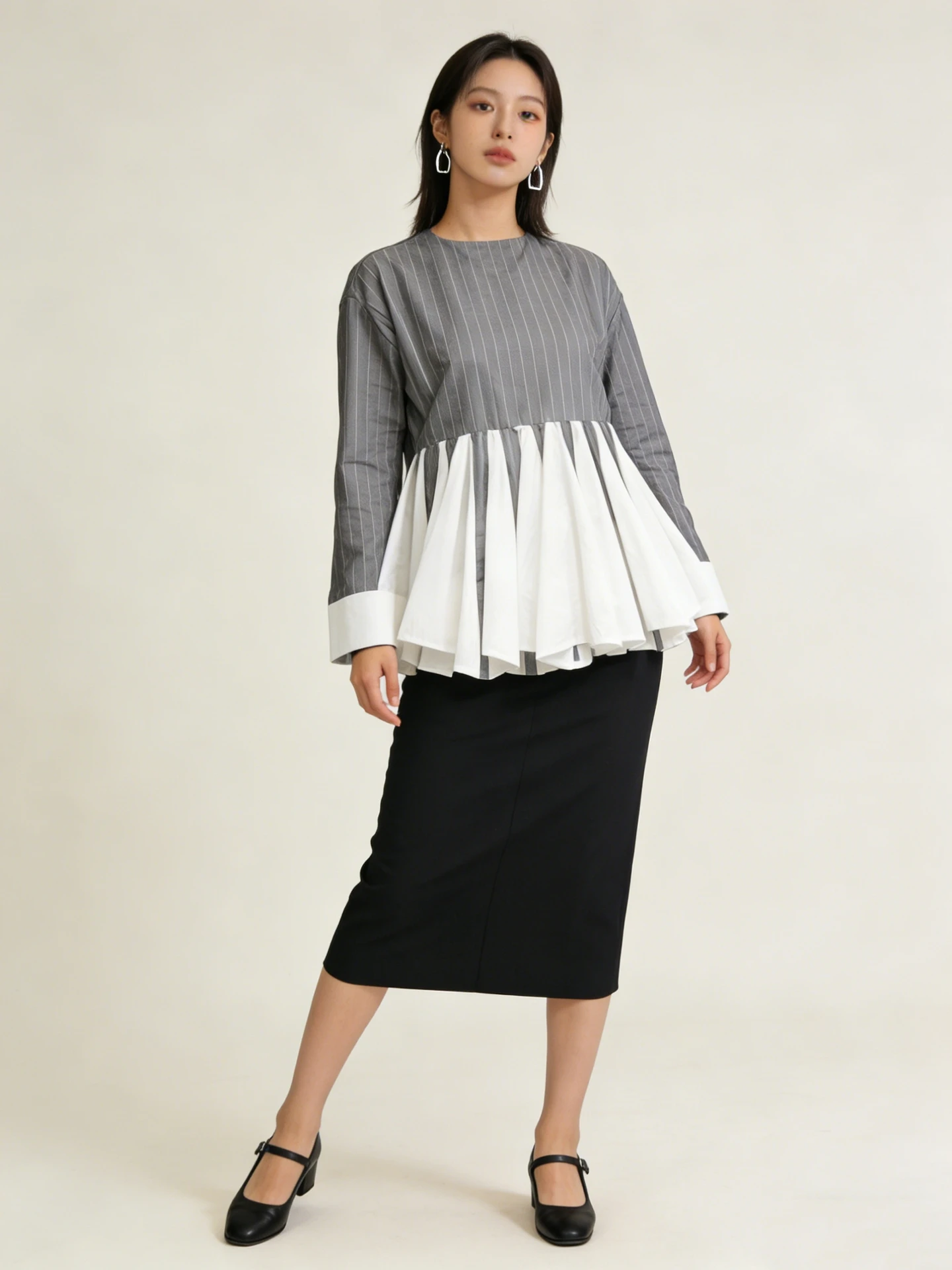 

Свободная рубашка оверсайз с длинными рукавами, в полоску, с лоскутными вставками, в японском стиле, для студентов-художников, повседневная, дышащая, комфортная