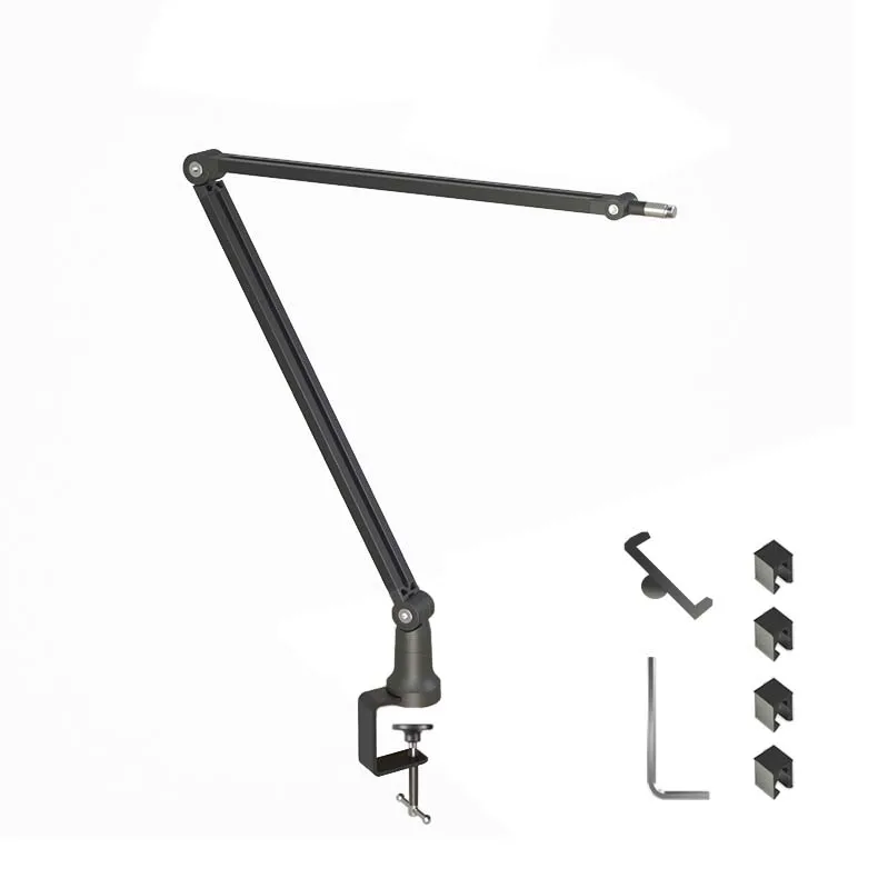 360 rotating adjustable microphone boom arm with desktop mount for podcast video game radio and studio audio